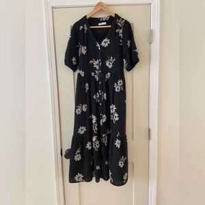 black floral cotton gauze dress